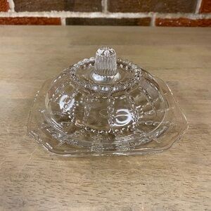 Depression Glass Federal Glass Round Covered Butter Dish Columbia Pattern